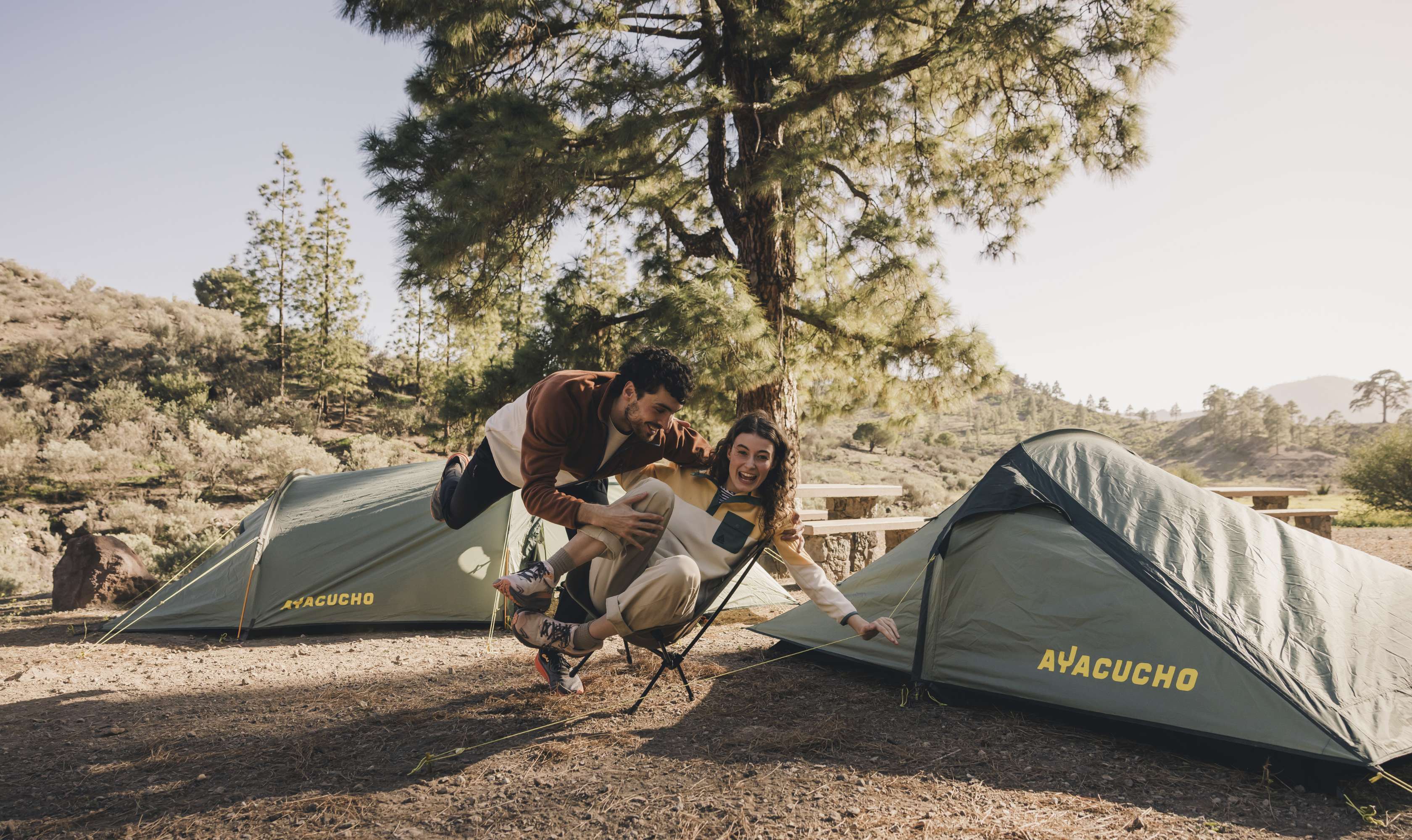 A person on a camping trip on a sleeping mat