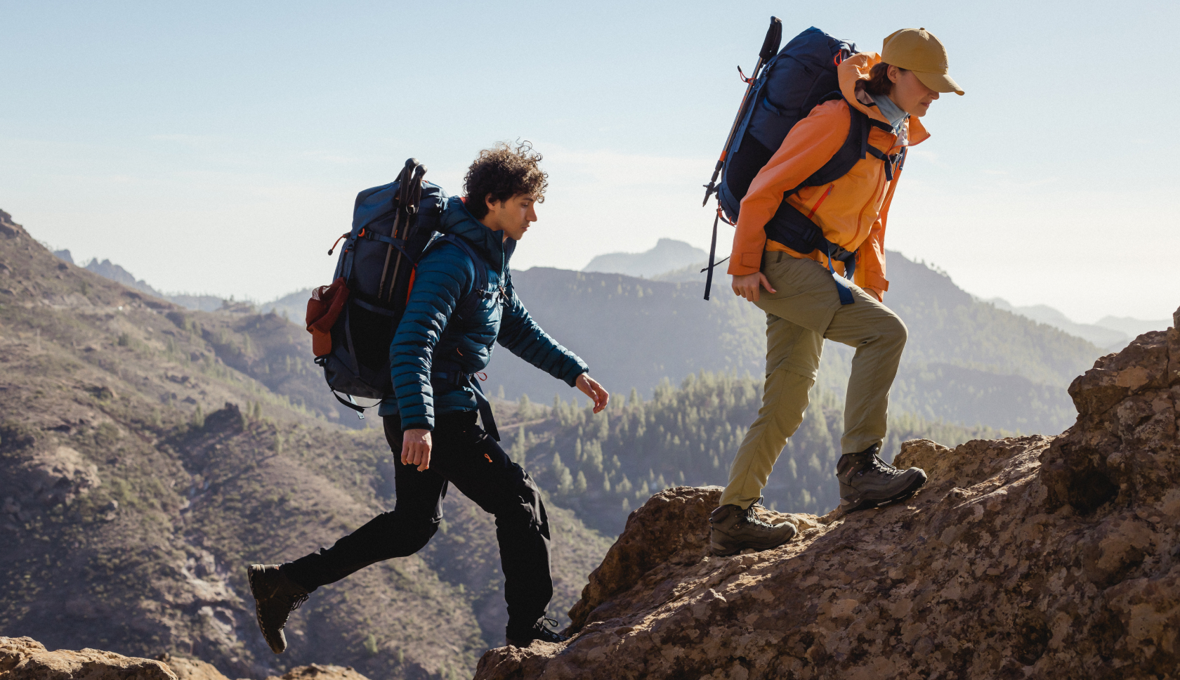 Two hikers wearing Ayacucho gear